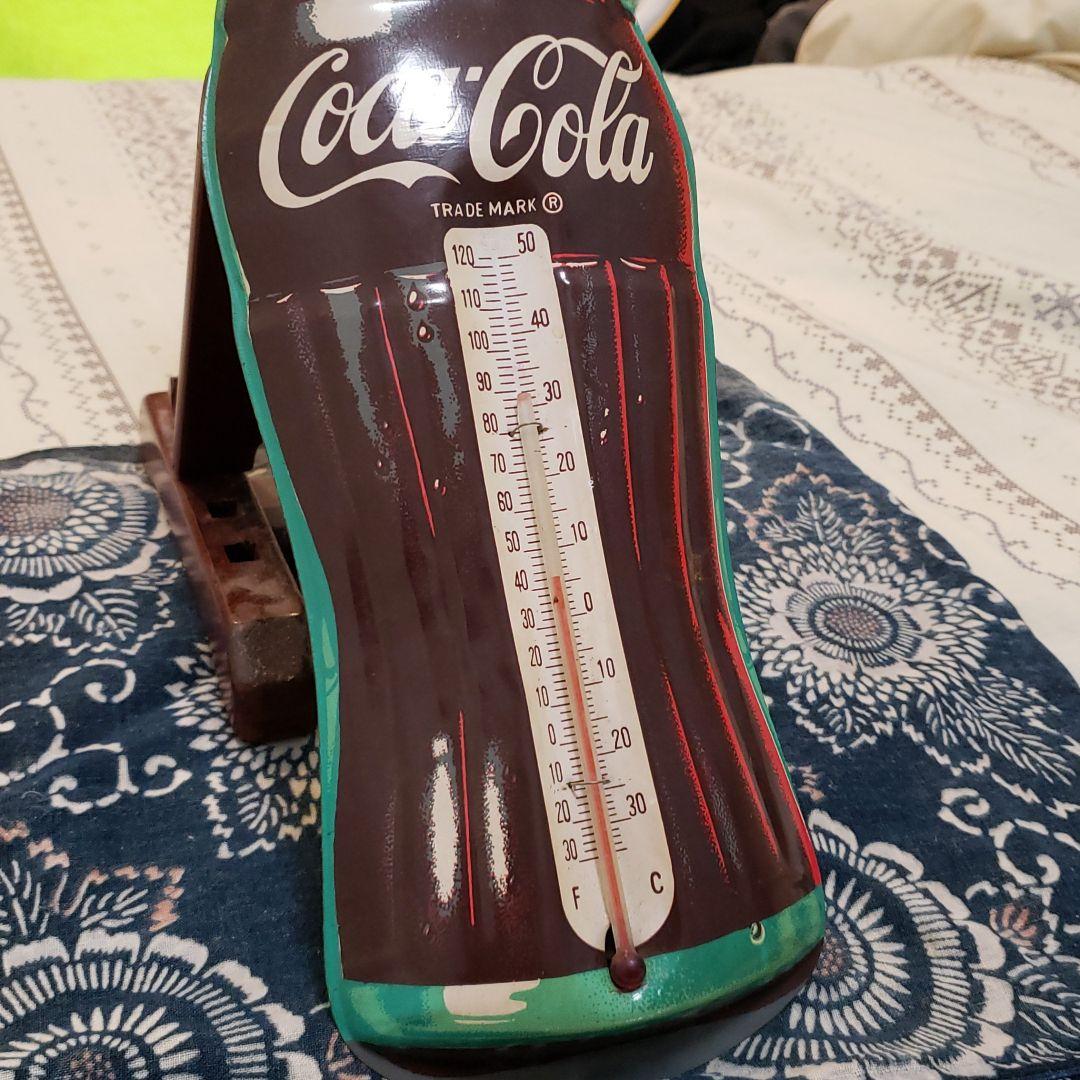 昭和レトロ❗コーラ　ブリキ看板(中古/42cm/温度計付き)