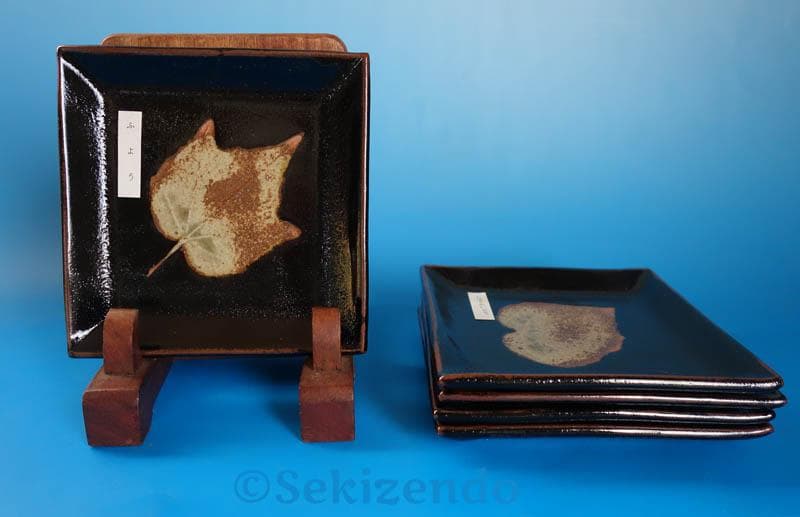 唐津焼　中里太郎右衛門　木の葉文　銘々皿　５枚 中里太郎衛門 ２５４７