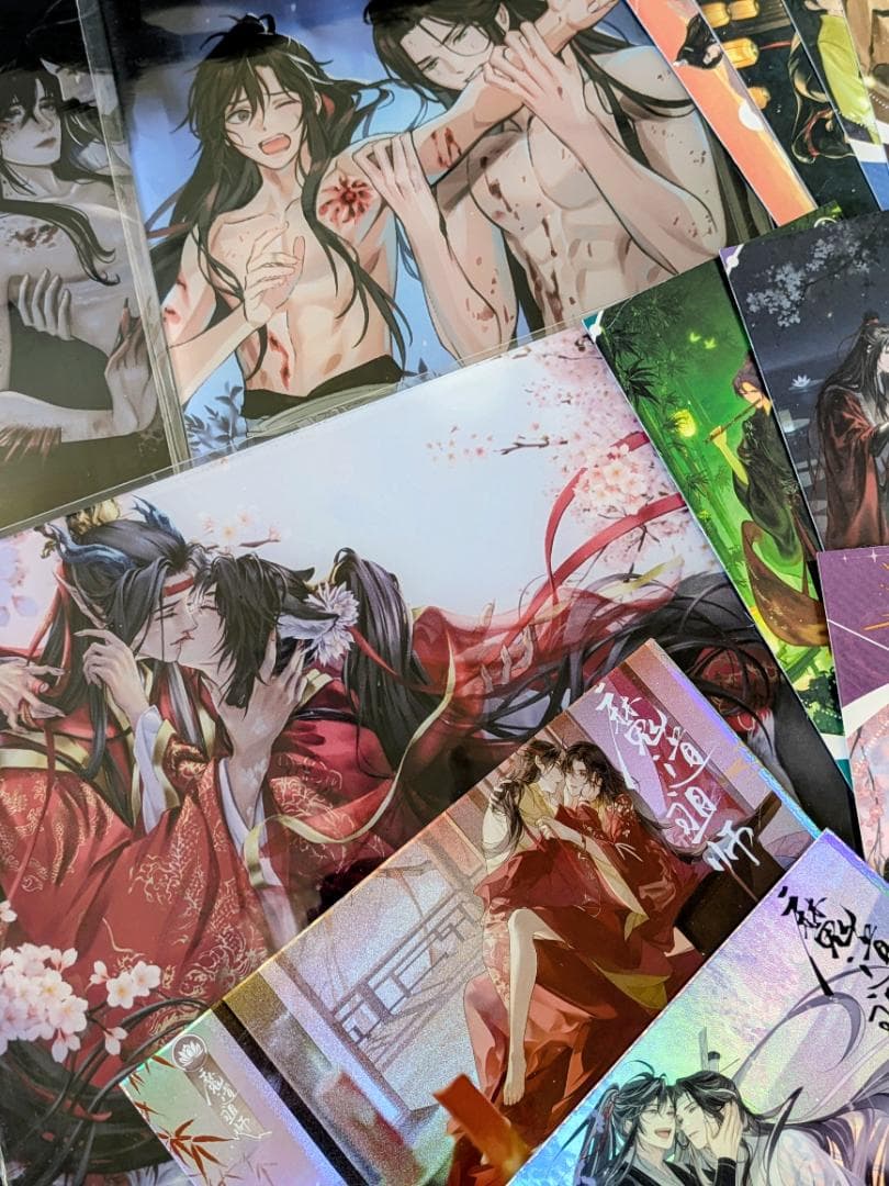 魔道祖師　アクリルイラストカード3点、チケット風カード12枚　まとめ