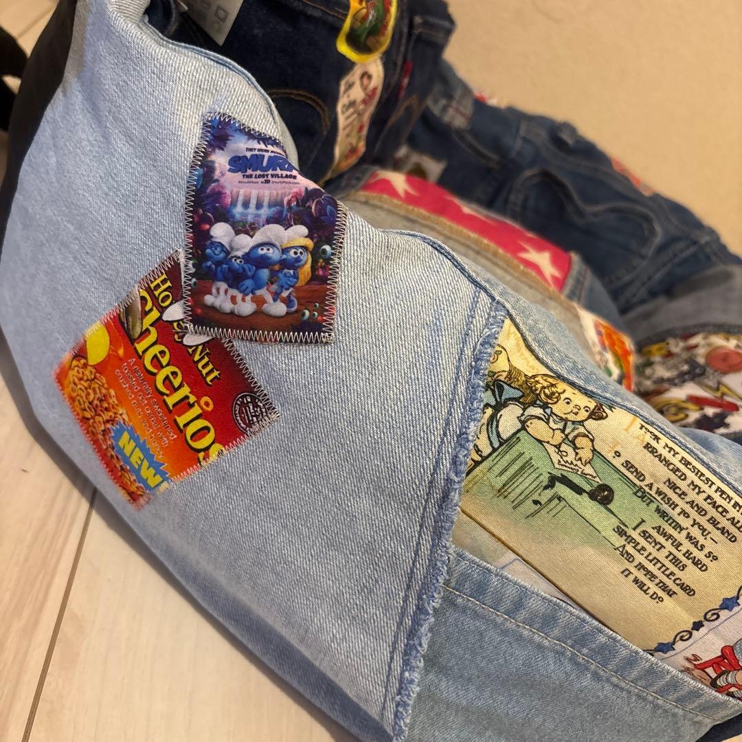 ハンドメイド　デニムリメイク ドライブベッド　ペットベッド