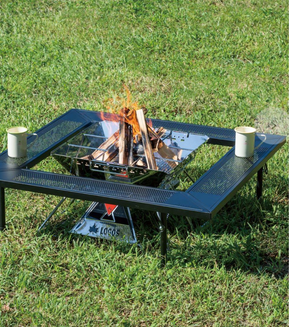 【③点セット】LOGOS ロゴス 囲炉裏テーブル/クワトロポッド/ツールラック