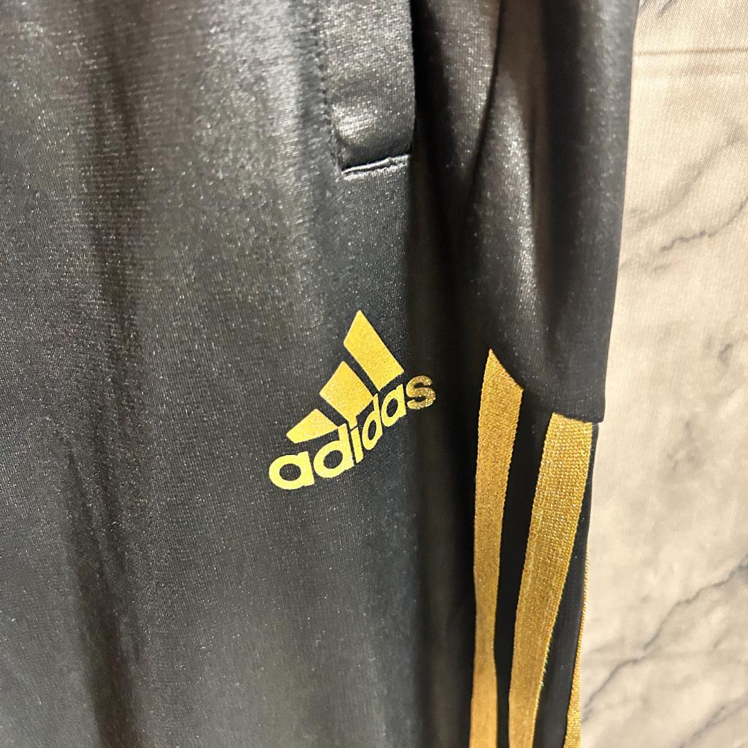 希少 adidas アディダス レザー調 光沢 上下 セットアップ ジャージ L