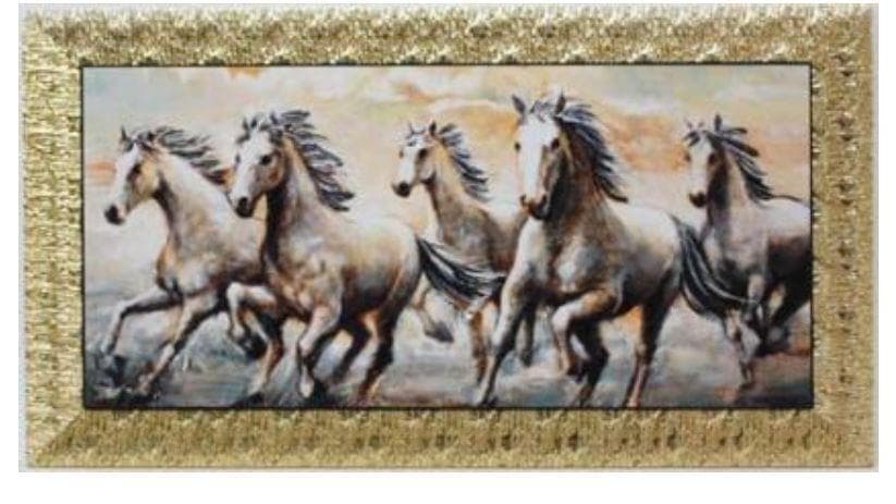 イタリア 額絵 アートフレーム 馬 駿馬 ゴールドフレーム 50100-0244