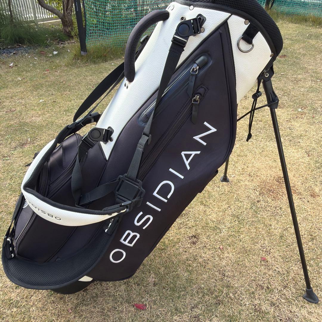 OBSIDIAN キャディバッグ スタンド付き 黒白