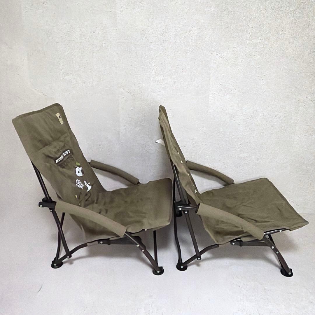 良品 LOGOS ロゴス あぐらチェア スヌーピーコラボ カーキ 2脚 廃盤