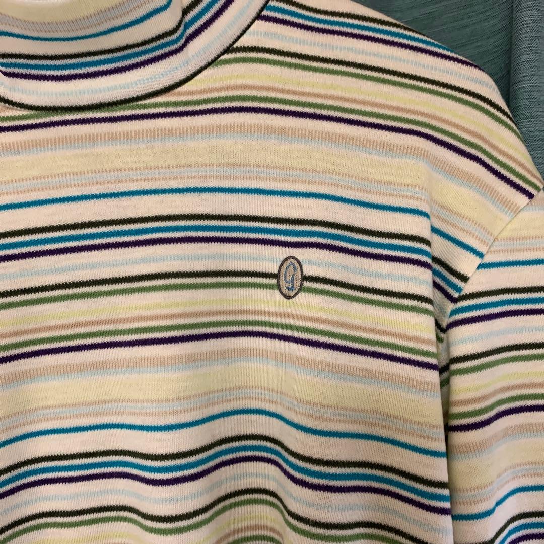 グリーン　クラブ　ストライプ ハイネック 長袖シャツ