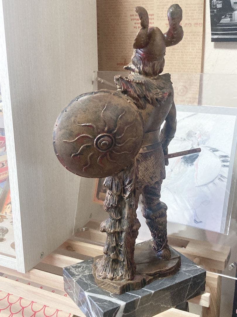 ITALY アンティーク 大理石台座 バイキングの戦士 ブロンズ銅像 No211