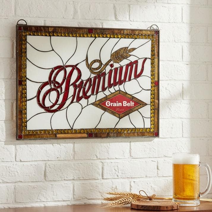 送料込み【希少】【幅67㎝】グレインベルト　特大ステンドグラス 看板 パネル