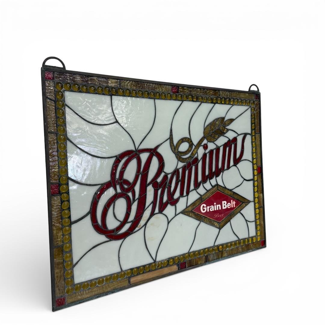 送料込み【希少】【幅67㎝】グレインベルト　特大ステンドグラス 看板 パネル