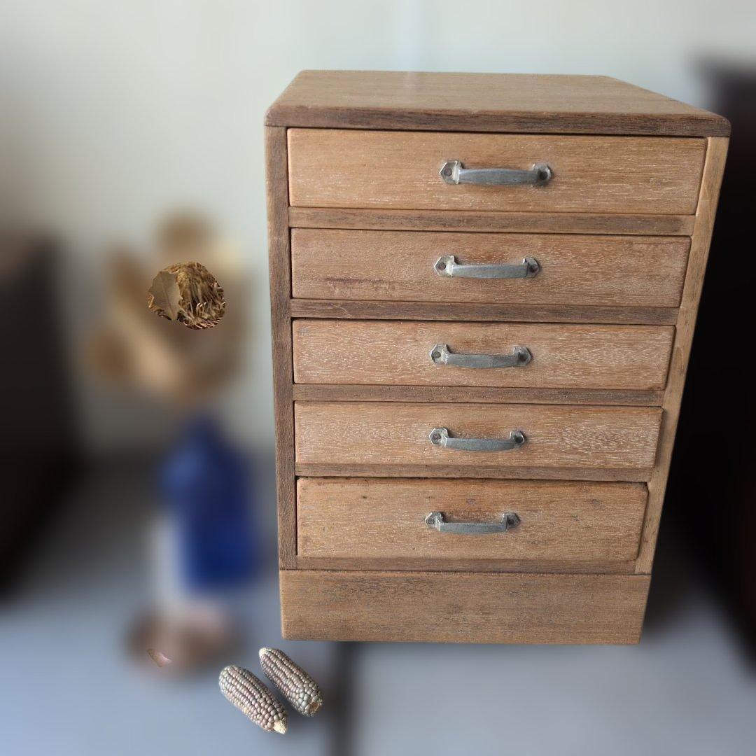 古道具アンティーク戦前木製 5段引き出し