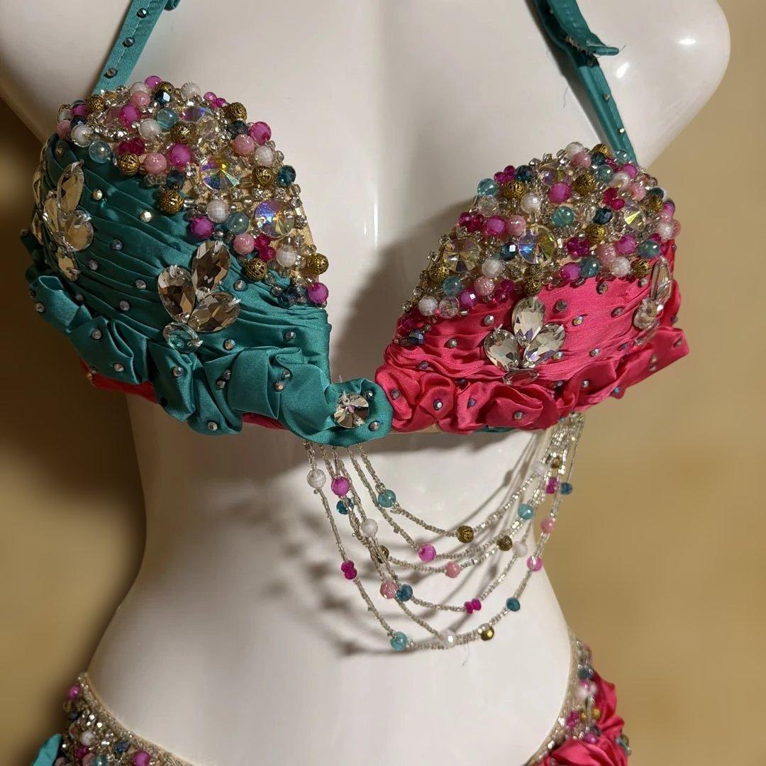 ベリーダンスセットアップ ターコイズ・ピンクmade in Egypt￼