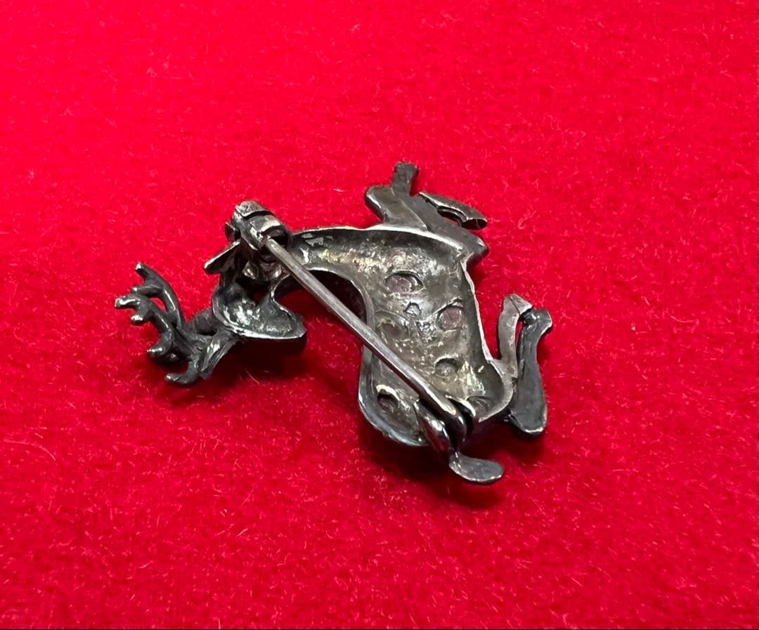 ブローチ アクセサリー　トナカイ寶石鹿925刻印 銀SILVER Brooch
