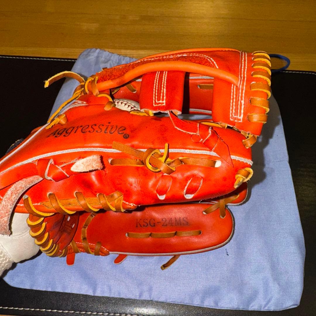 久保田スラッガー 内野手用 硬式グローブ KSG-24MS Fオレンジ 美品！