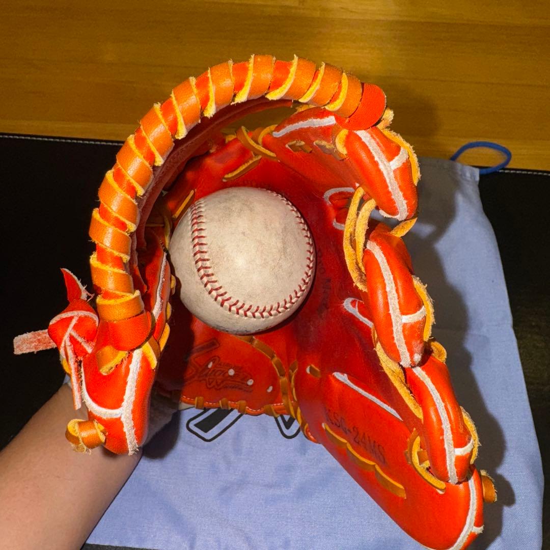 久保田スラッガー 内野手用 硬式グローブ KSG-24MS Fオレンジ 美品！