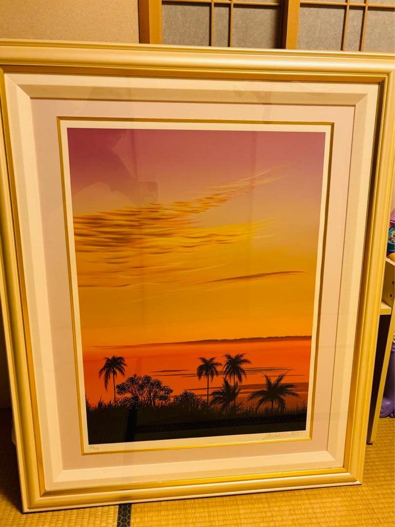 ミッシェル·バテュ　シルクスクリーン　サンセットビーチ　証明書付き