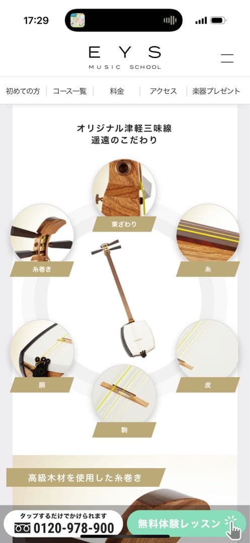 津軽三味線本体 バチ　ケース付き