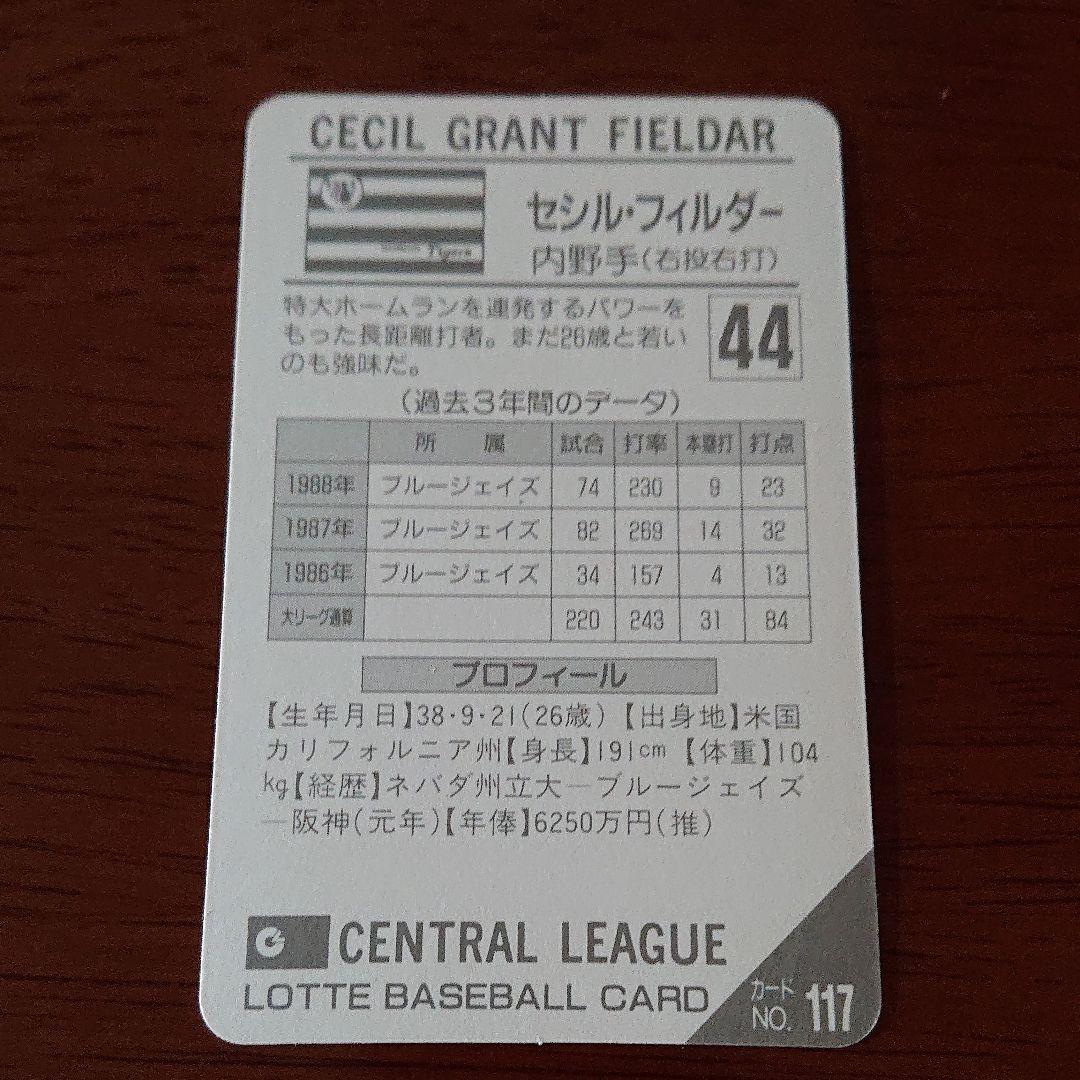 ロッテ ベースボールカード 89年 No.117 阪神 セシル・フィルダー