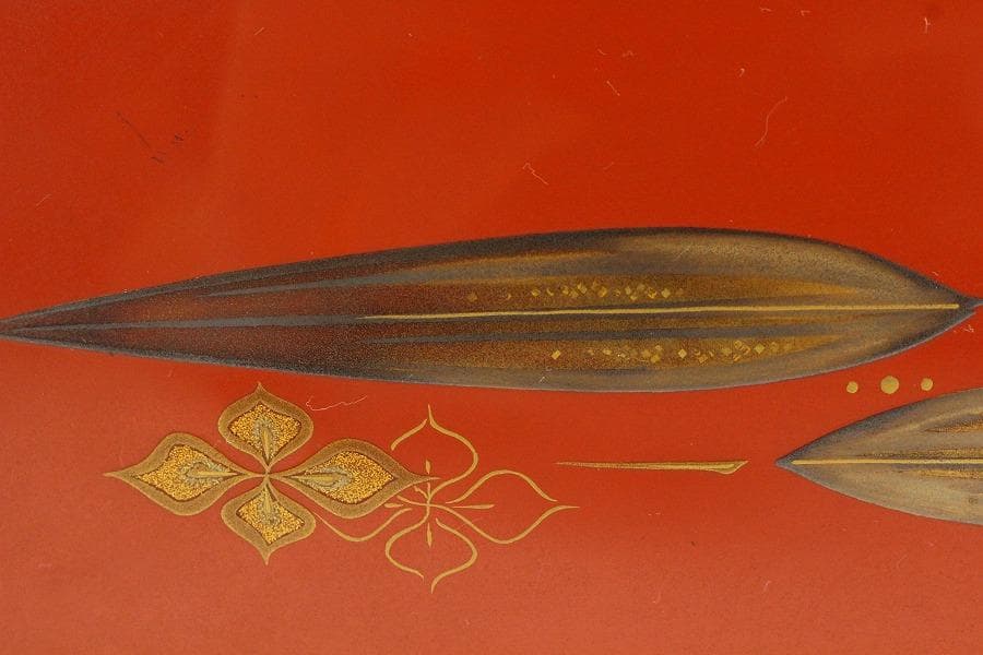 輪島塗 笹蒔絵 朱塗 宝石箱 共箱(K-A417)