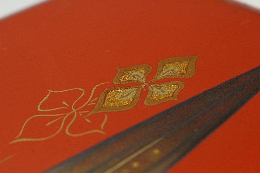 輪島塗 笹蒔絵 朱塗 宝石箱 共箱(K-A417)