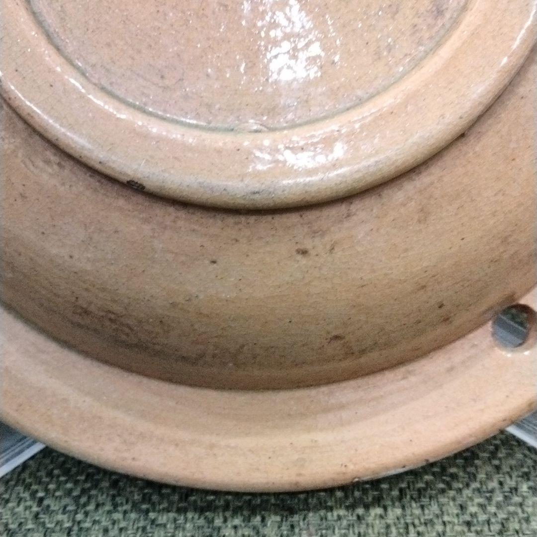 m239 江戸期 珉山焼 源内焼 弦葉図掛飾皿 大皿　H