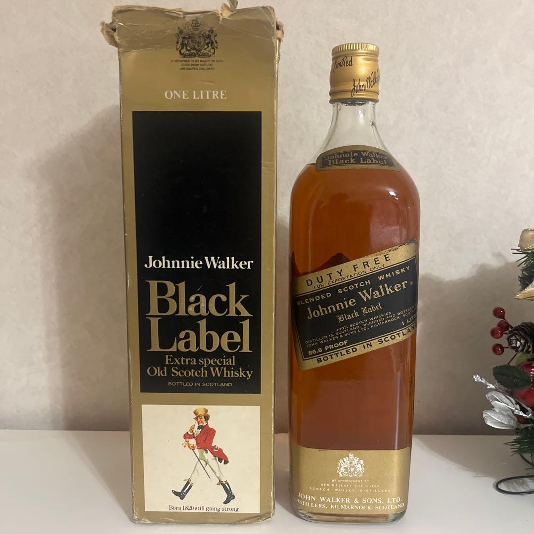 【未開封】ジョニーウォーカー ブラックラベル 金キャップ 白紋章 1L 古酒