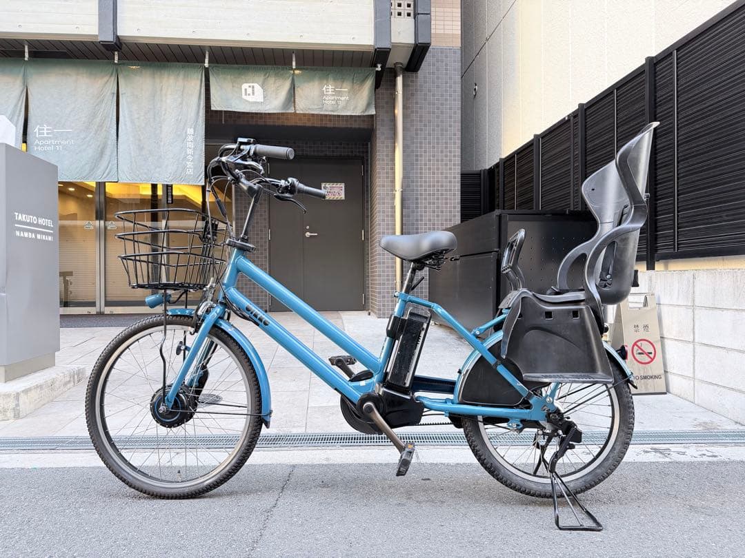 大阪府　子供乗せ　ブリヂストン　電動アシスト自転車 チャイルドシート付き 青