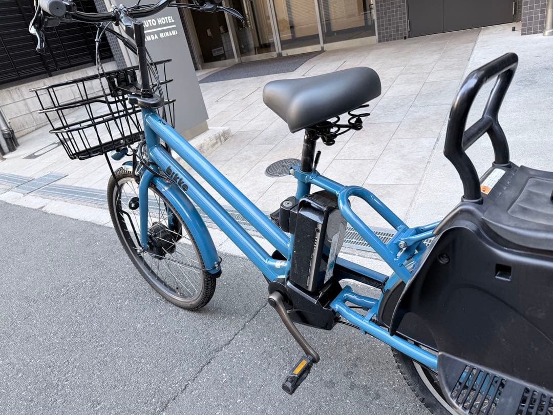 大阪府　子供乗せ　ブリヂストン　電動アシスト自転車 チャイルドシート付き 青