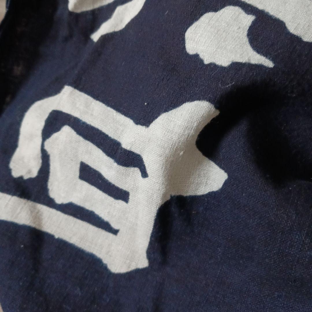 古布　風呂敷　綿　濃紺　藍染　筒描き　大判　約183x180cm　一枚