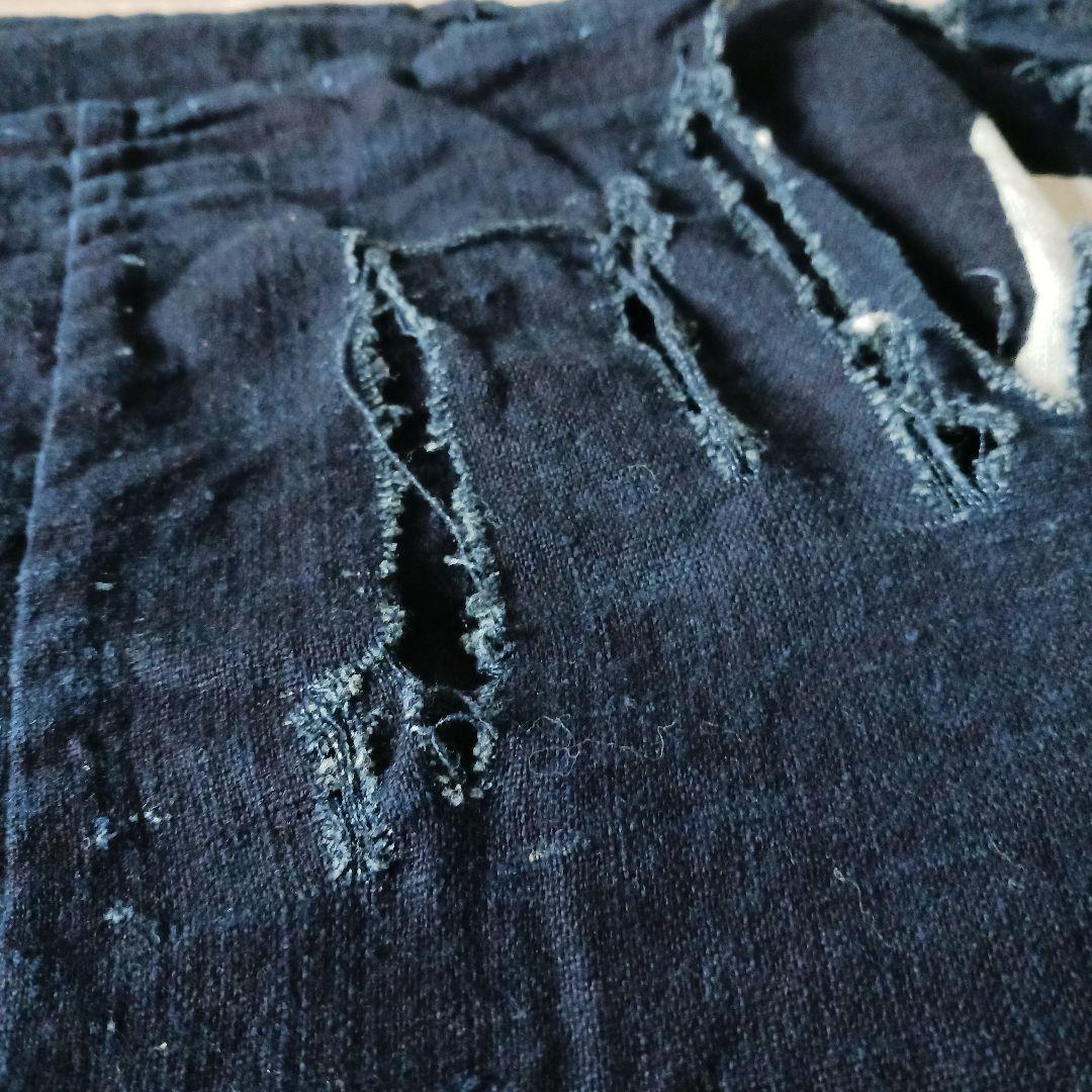 古布　風呂敷　綿　濃紺　藍染　筒描き　大判　約183x180cm　一枚