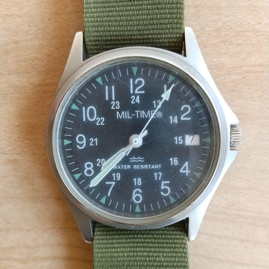 MIL-TIME 防水アナログ腕時計 カーキ