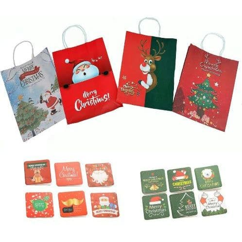 クリスマス ラッピング 袋 紙袋 12枚セット マチあり ギフトラッピング