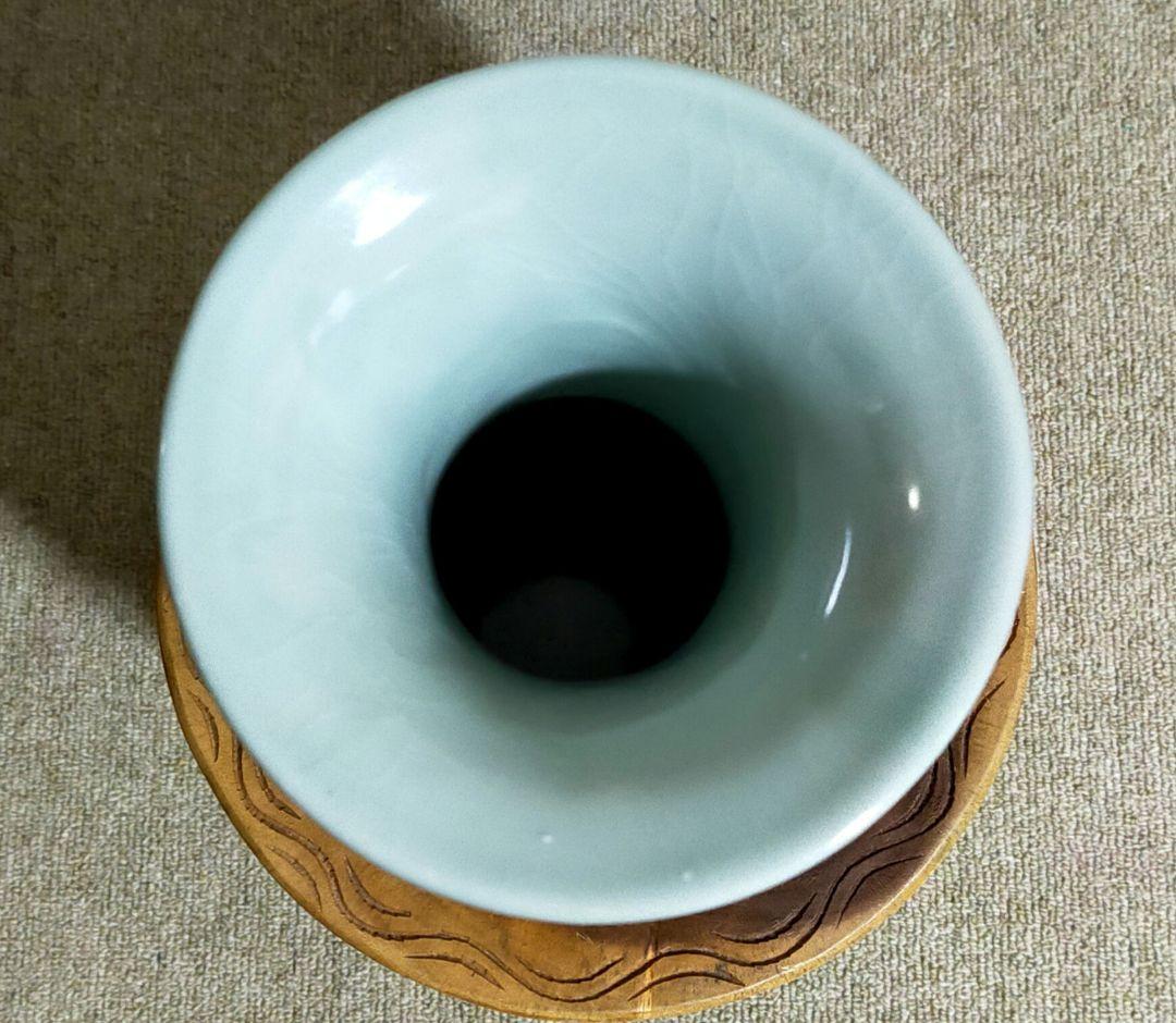 セール✨中国伝統美術工芸品　青釉　青磁　花瓶　花器　元箱付き