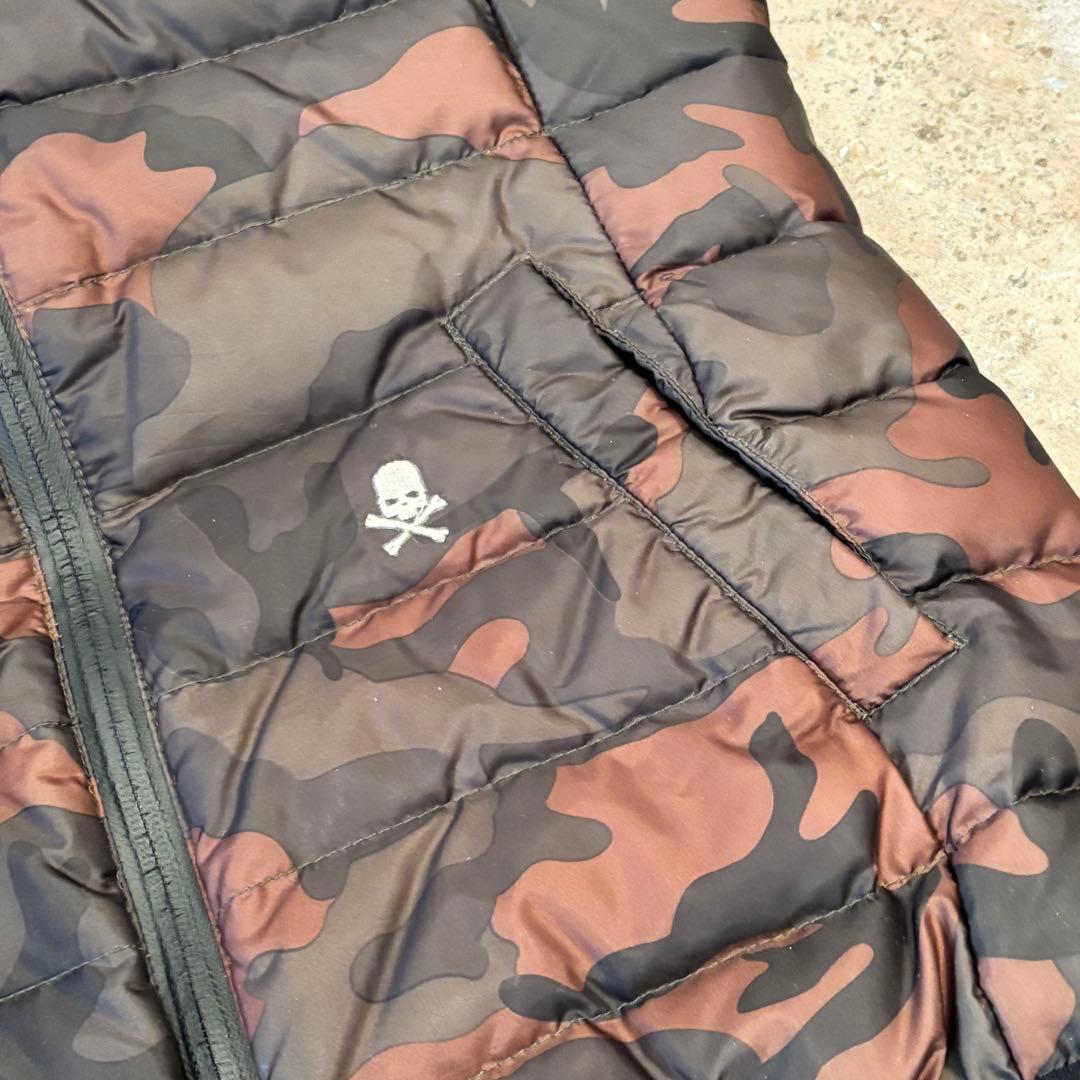 HYDROGEN ダウンベスト ジップアップ 迷彩柄 カモフラ ロゴ 刺繍 S