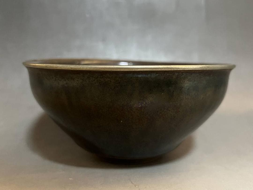 茶碗●古い天目釉茶碗 宋 無地桐箱付 古玩 唐物 中国 古美術 時代物 骨董品■