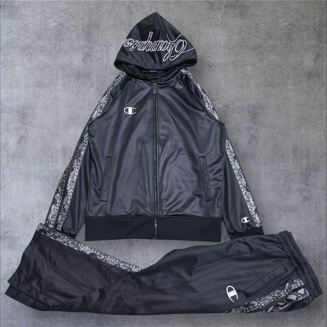希少✨チャンピオン ジャージ セットアップ 魔裟斗モデル パイソン柄　黒　L