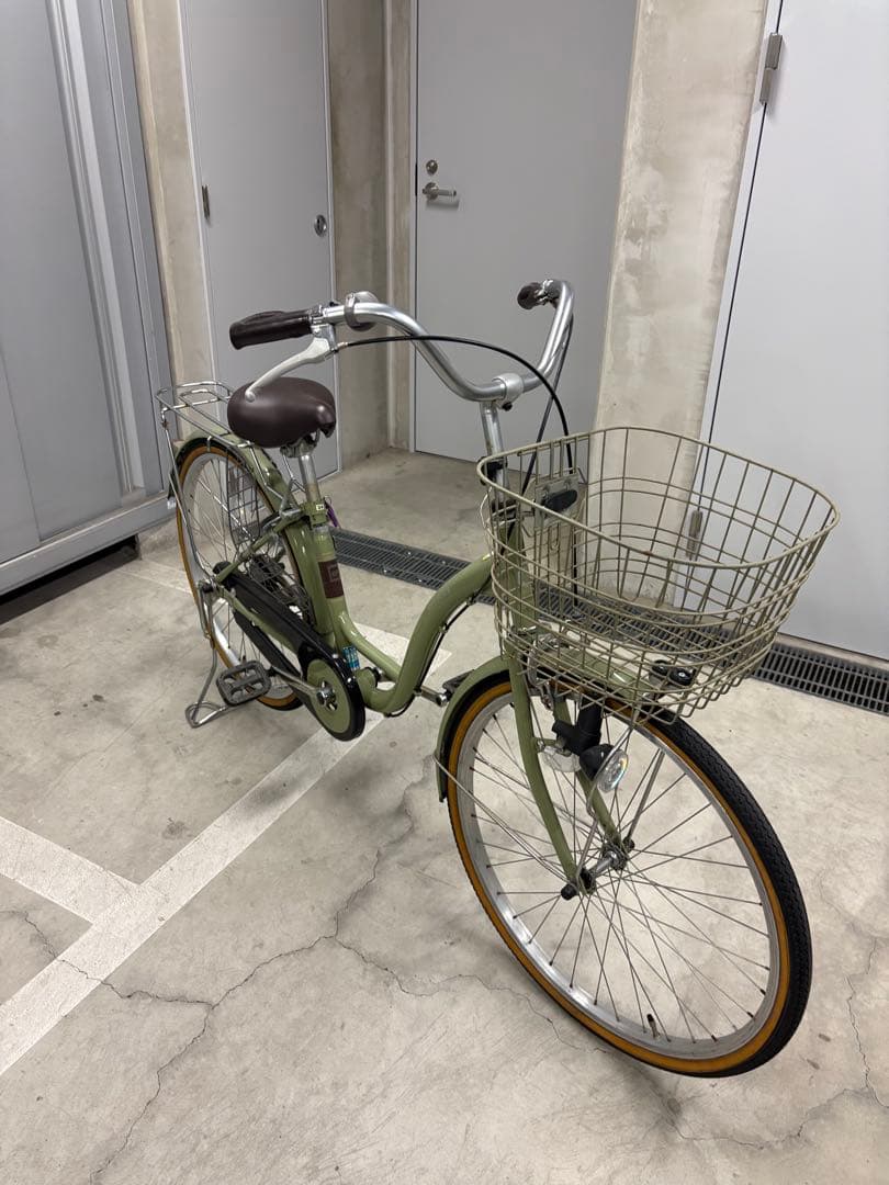 自転車　女性用　オリーブグリーン