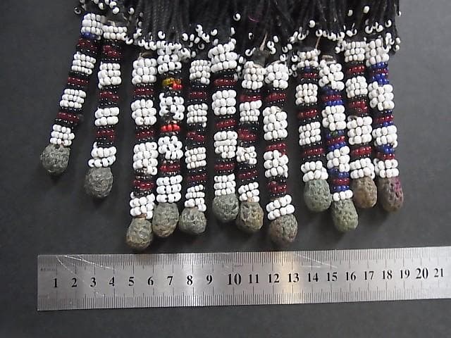 ★X1704★アンティーク　髪飾　ガラスビーズタッセル　アフガン遊牧民族