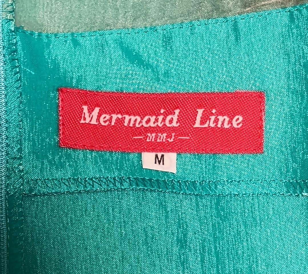 マウナロア　フラドレス　パーティドレス　ピーコックブルー　オーガンジー　一点物