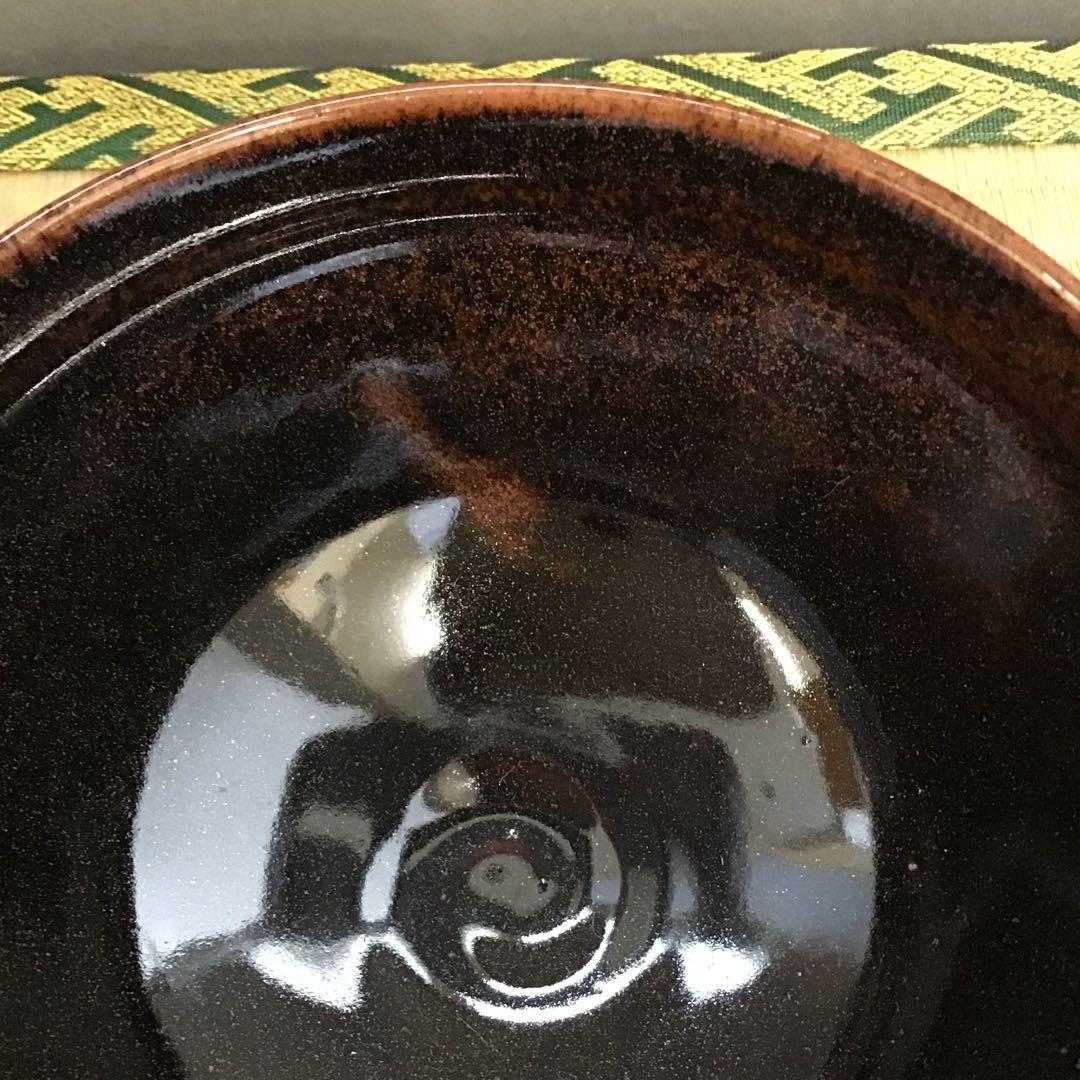 茶道具　茶碗　松唐草天目茶碗　清閑寺窯造　妙玄斎書付　共箱　N213CW