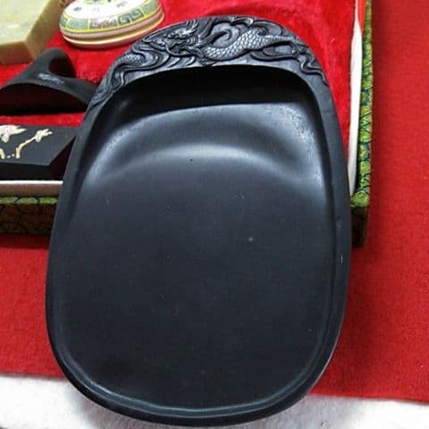 ２０９蔵出し 骨董品 中国書道セット25cm✕35cm硯作家入り文鎮　超豪華