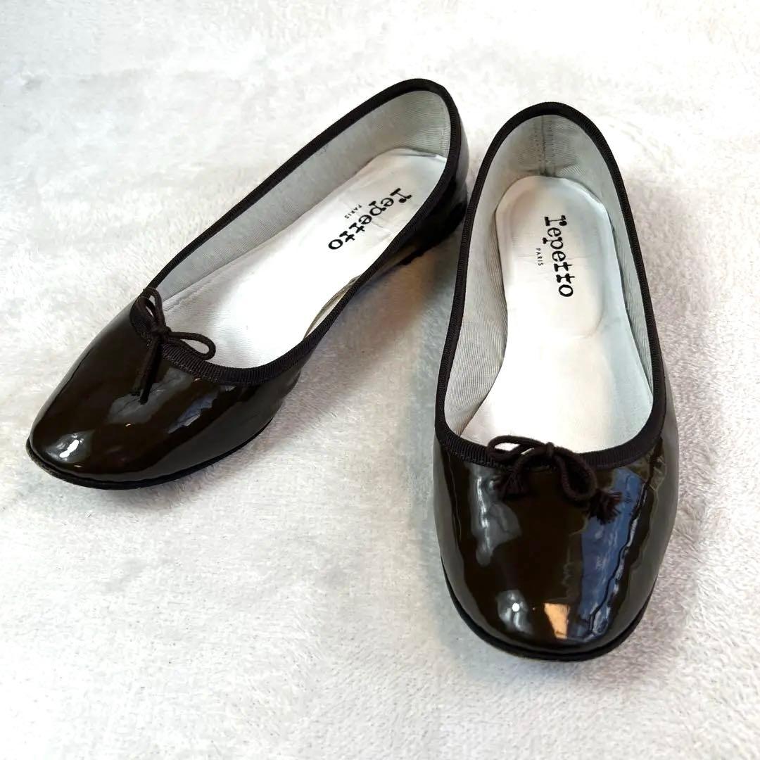 Repetto レペット バレエシューズ エナメル 茶 39