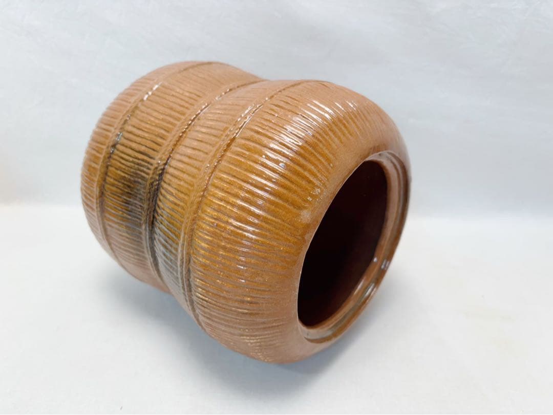 ほぼ未使用 茶道具 飴釉水指 陶印 寿 小槌蓋 水屋道具 水差し 木箱