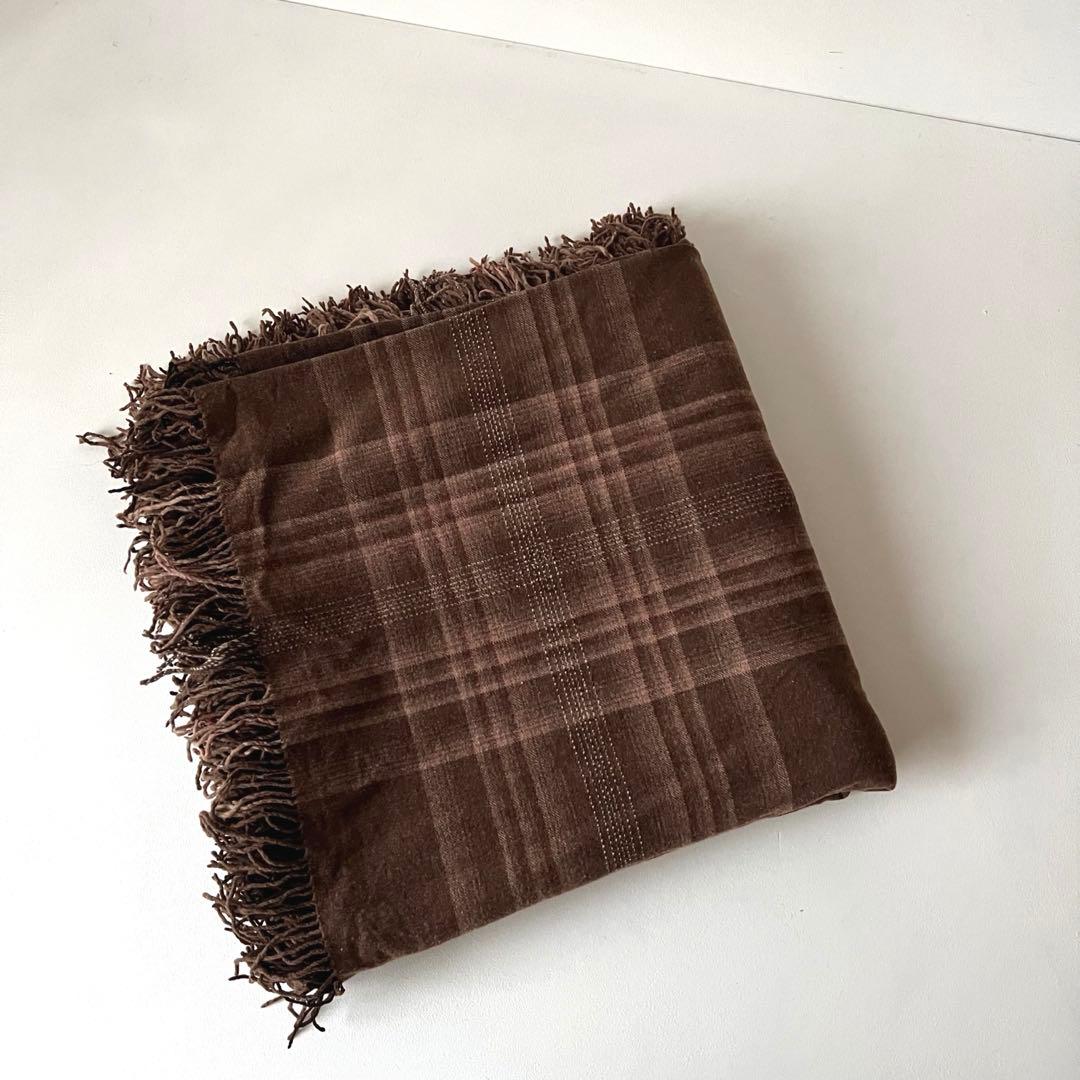 【アンティーク】Amish大判 ブランケット アーミッシュ オンブレチェック