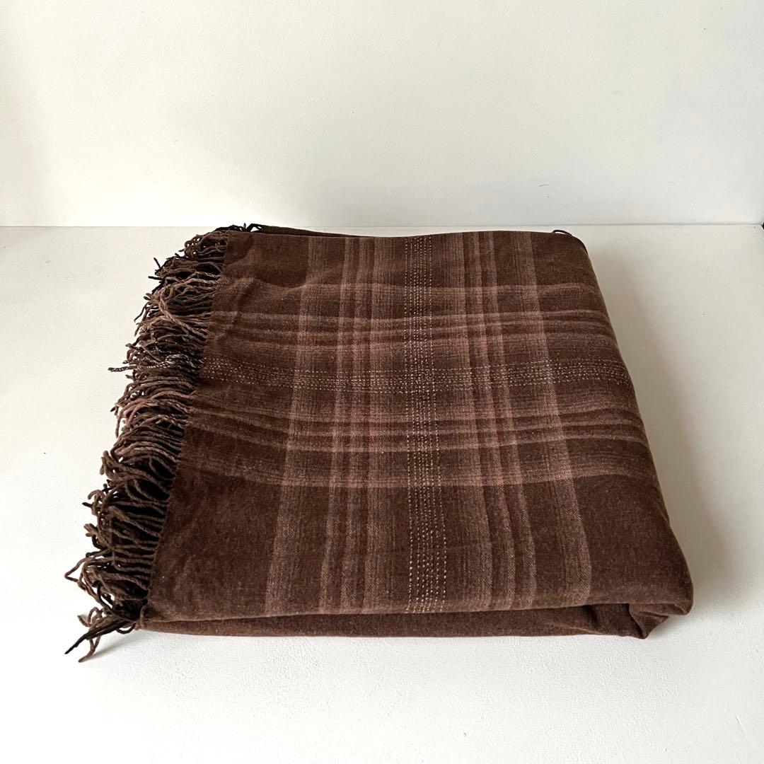 【アンティーク】Amish大判 ブランケット アーミッシュ オンブレチェック