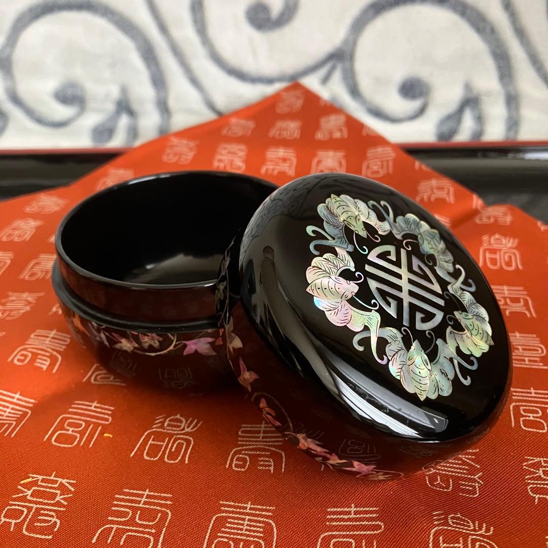 茶道具 新羅螺鈿平棗 十長生文