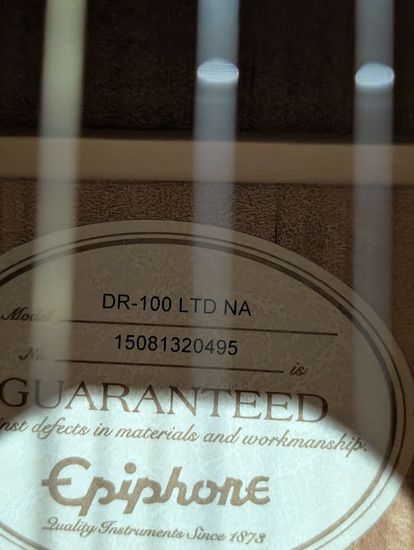 美品/Epiphone　DR-100LTD/NA チューナー付エレアコ　ケース付