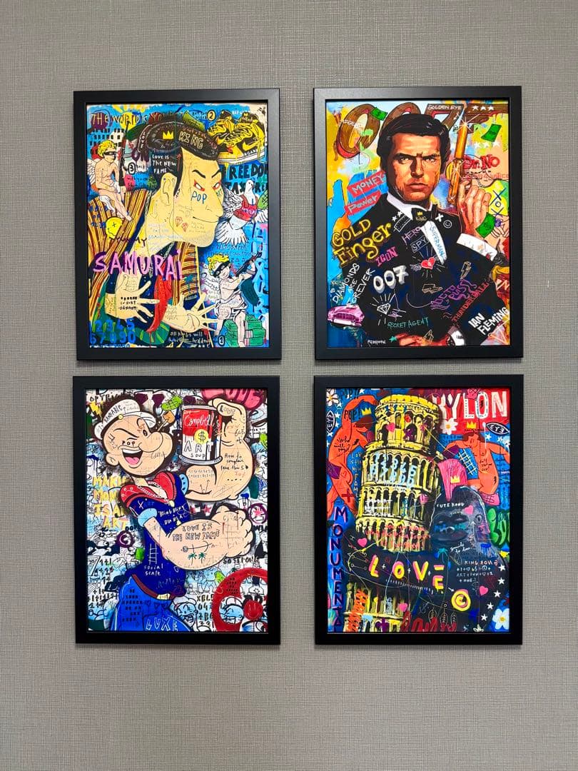 No.299フレーム付きキャンバスアート　オマージュアート　ストリートアート