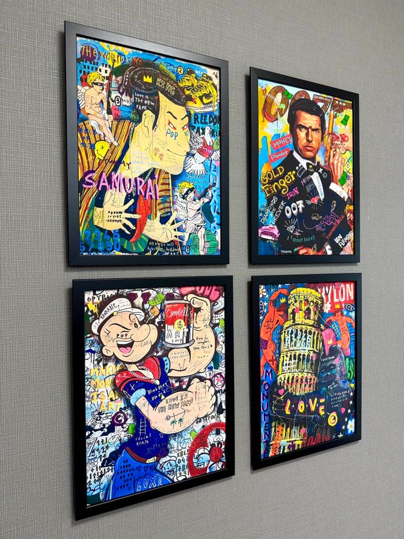 No.299フレーム付きキャンバスアート　オマージュアート　ストリートアート