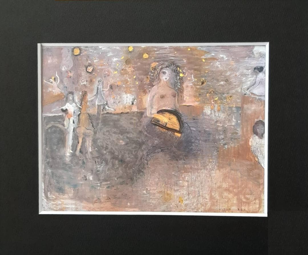 織田廣喜、「天の川」、希少画集の額装画、人気作品