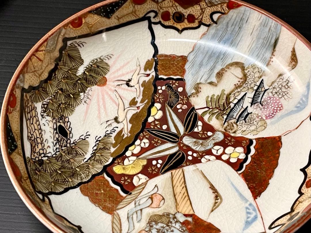 割引❗️【美品】「母」 九谷焼 松竹梅 楼閣飛鶴 小皿 10客 （1206C）